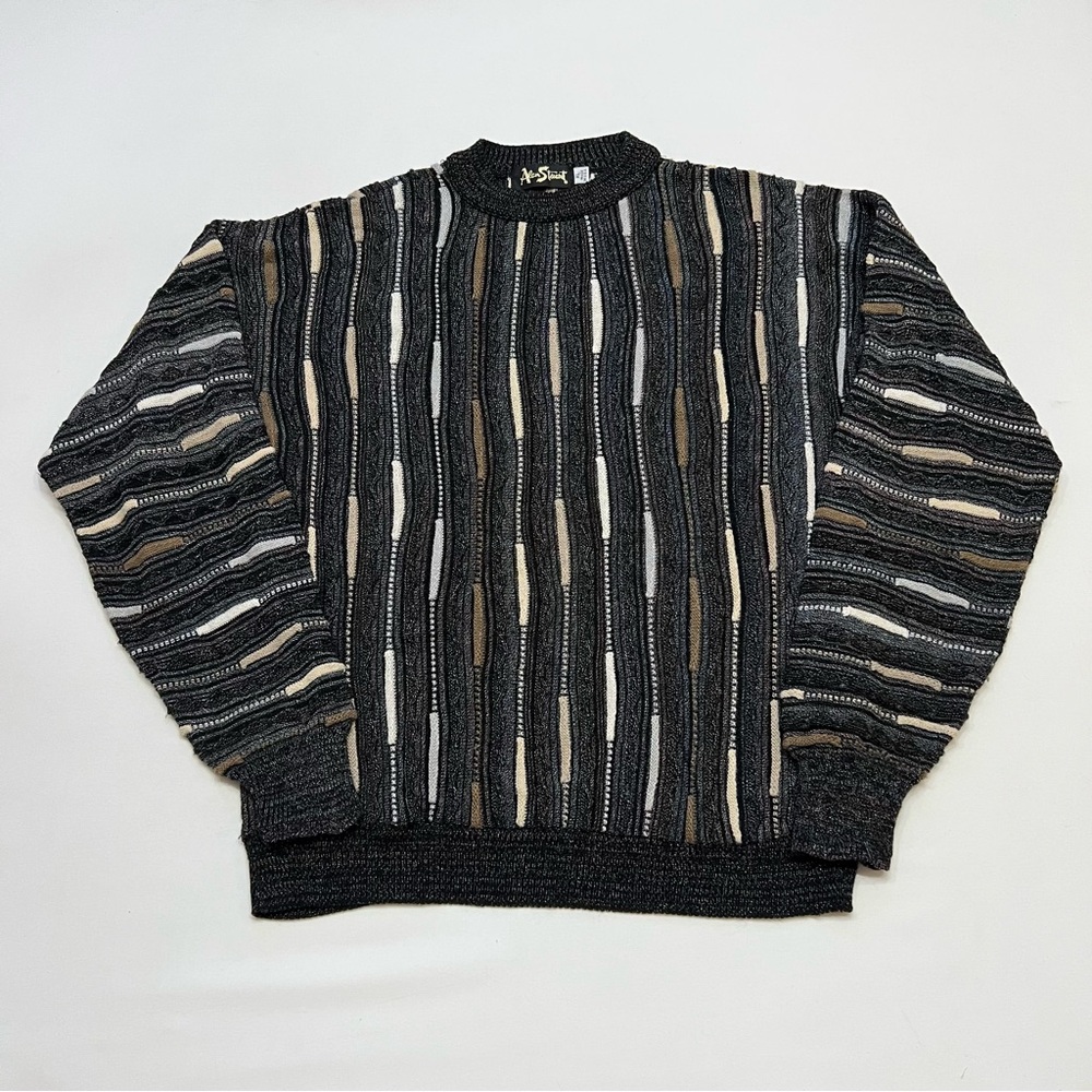 Vintage Alan Stuart Textured Coogi Style Sweater Men's XL Acrylic MULTICOLOR